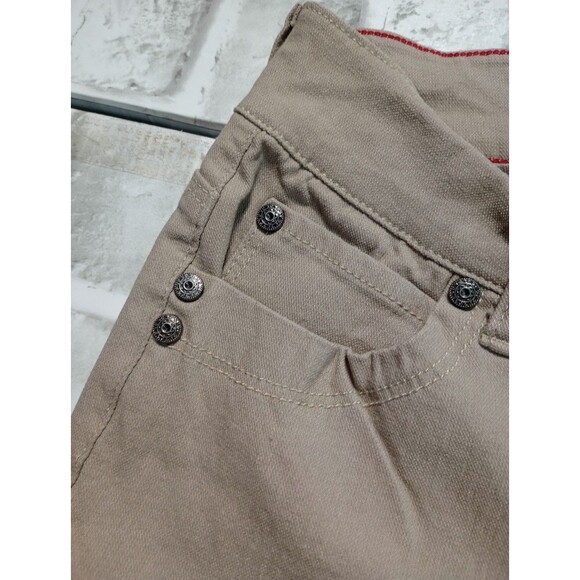 Sabrina Lauren tan stretchy five pocket double button and zip cropped jeans 8 - Picture 11 of 11
